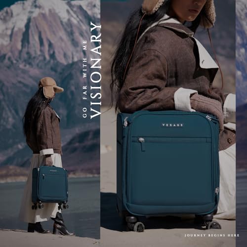 Verage Underseat Carry On Luggage with Wheels, 14.5-Inch Spinner Small Suitcase, Softside Lightweight Travel Bag for Men and Women, Airplane Carry On Bag, Nautical Blue - Image 2