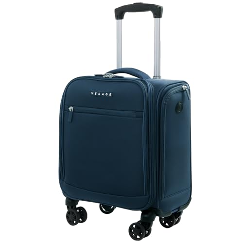 Verage Underseat Carry On Luggage with Wheels, 14.5-Inch Spinner Small Suitcase, Softside Lightweight Travel Bag for Men and Women, Airplane Carry On Bag, Nautical Blue - Image 1