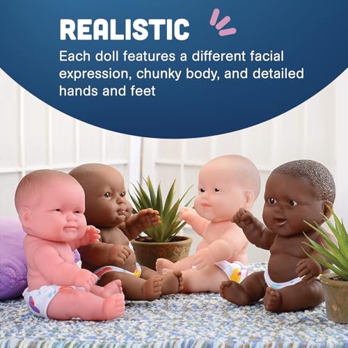 Constructive Playthings 10 Inch Huggable Multi-Cultural Baby Dolls, Multi-Ethnic Social Emotional Learning Toys for Kids, Set of 4 - Image 5