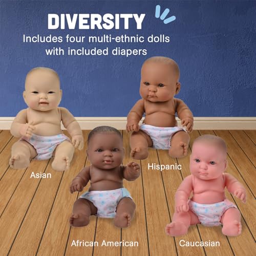 Constructive Playthings 10 Inch Huggable Multi-Cultural Baby Dolls, Multi-Ethnic Social Emotional Learning Toys for Kids, Set of 4 - Image 3