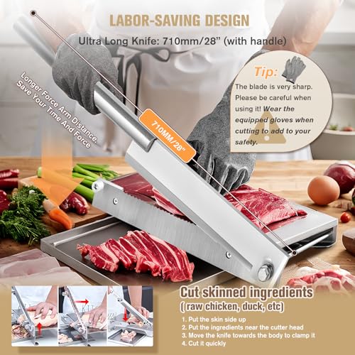 Moongiantgo Manual Meat Bone Cutter Rib Slicer Heavy Duty Chicken Cutting Machine with 16 Inch Knife SUS Bone Chopper for Beef Goat Pig Fish Butcher Commercial Kitchen (KD0298) - Image 4