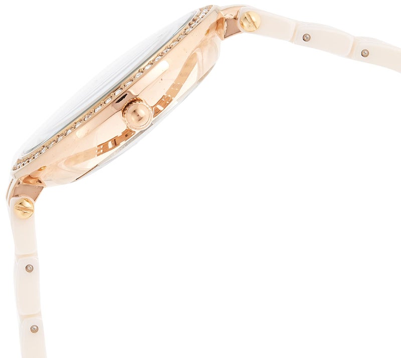 ANNE KLEIN ساعة أن كلاين النسائية AK/2130RGLP بكرستال مميز بلون وردي ذهبي و سيراميك فاتح وردي - Image 3