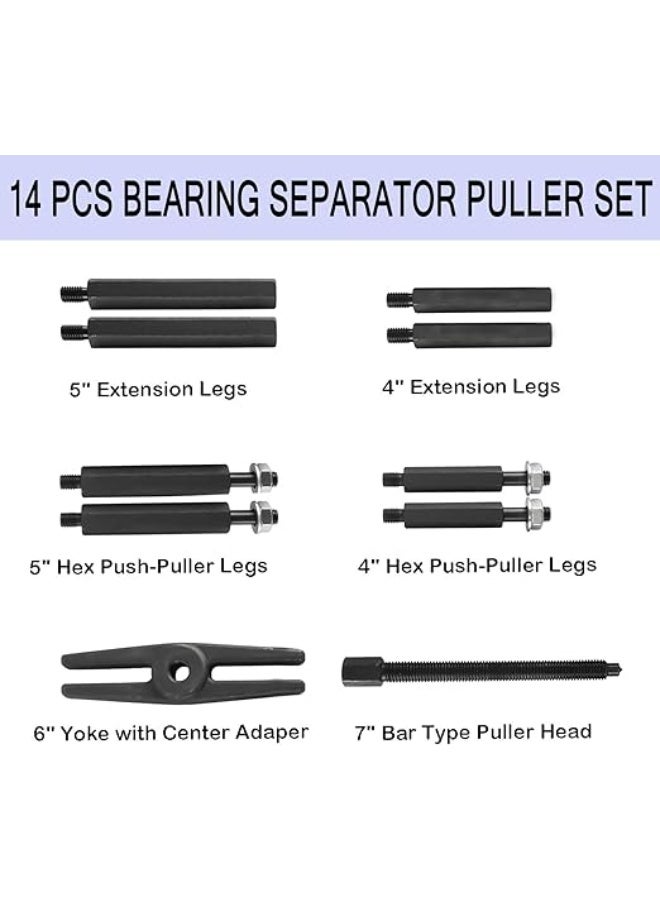 MAS 5 Ton Capacity Bearing Separator Puller Wheel Hub Axle Puller Splitters Tool Set ,14PCS Bearing Separator Puller Set - Image 2
