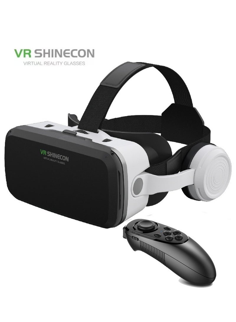 general Classic VR Goggles VR SHINECON 3D Virtual Reality Glasses+Controller Bluetooth Headset Version VR Glasses for TV, Movies & Video Games Compatible with iOS & Android Smartphone Within 5.5-7.2 inch Screen Phone Eye Protected Soft & Comfortable Adjustable Distance IMAX Giant Screen/Optical Lenses/Panoramic Roaming/ Immersive Games - Image 1