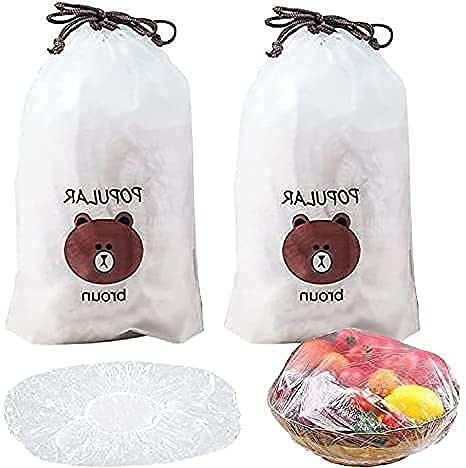 Cohpoh Fresh Keeping Bags Plastic Sealing Bags Food Cover Universal Kitchen Wrap Seal Fresh Keeping Caps Fresh Keeping Bags CoversPlastic Stretchable Food Covers for Leftover And Meal Prep 200PCS
