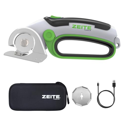 ZEITE 4V Cordless Electric Scissors Cardboard Cutter with 1 x Replace Blade,1 x Storage Box,1 x USB Rechargeable Cable Rotary Cutter for Box Plastic Carpet Cloth, Easy to Hold and Safety,Gray - Image 1