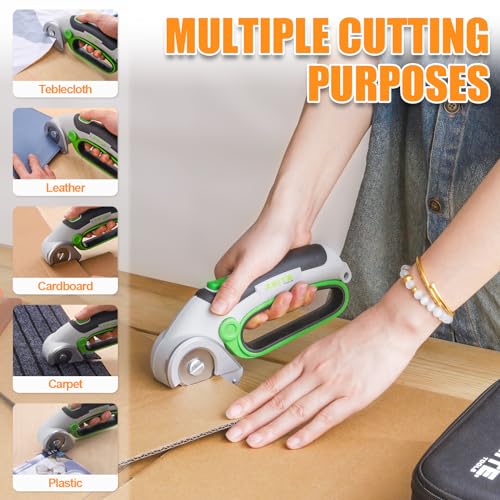 ZEITE 4V Cordless Electric Scissors Cardboard Cutter with 1 x Replace Blade,1 x Storage Box,1 x USB Rechargeable Cable Rotary Cutter for Box Plastic Carpet Cloth, Easy to Hold and Safety,Gray - Image 3