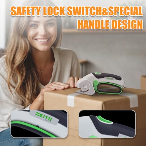 ZEITE 4V Cordless Electric Scissors Cardboard Cutter with 1 x Replace Blade,1 x Storage Box,1 x USB Rechargeable Cable Rotary Cutter for Box Plastic Carpet Cloth, Easy to Hold and Safety,Gray - Image 5