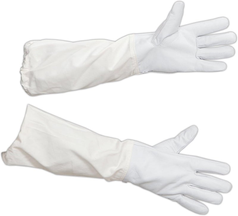 FOREST BEEKEEPING SUPPLY Goatskin Leather Beekeeper's Glove with Long Canvas Sleeve & Elastic Cuff. Size - XXS - Image 5