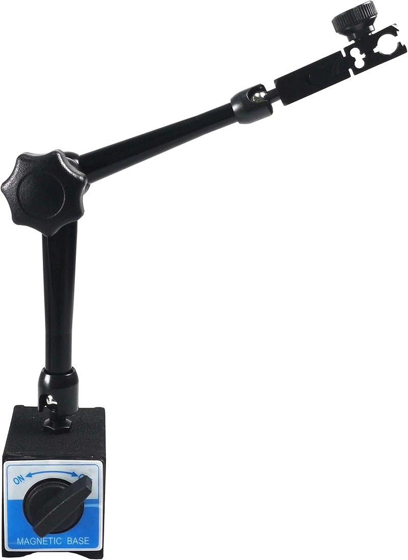 HFS (R) Dial Indicator Magnetic Base Stand with Adjustable Holder Flexible Arm for 8mm Digital Dial Test Indicator Gauge 176lbs/80kg Max Pull Black - Image 1