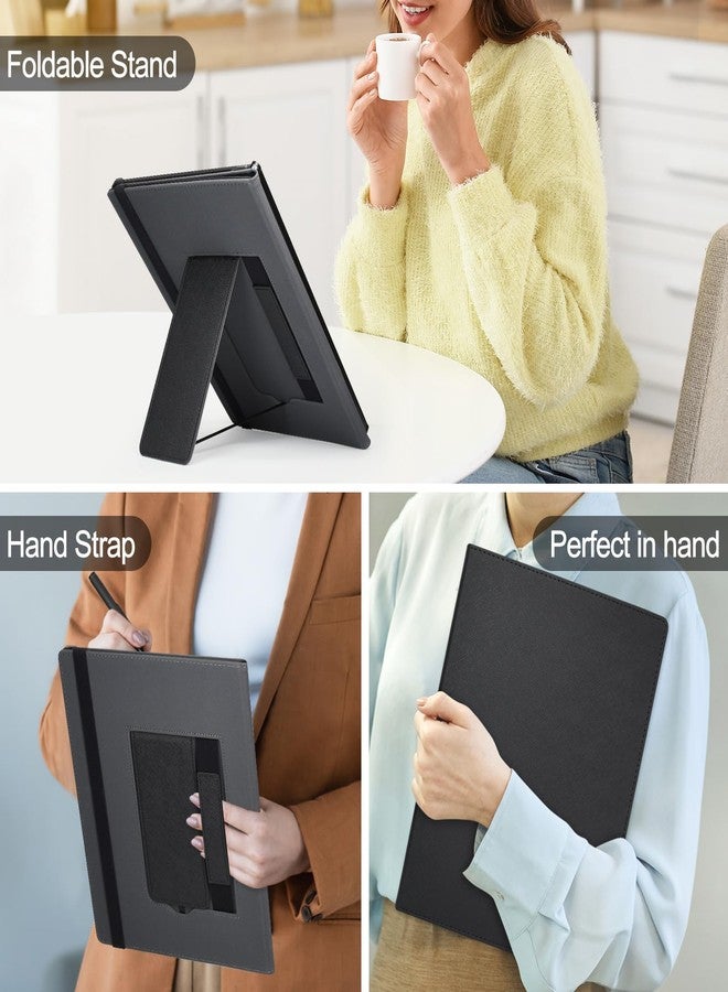 Caweet Stand Case for Remarkable Paper Pro 11.8 Inch 2024, Hard Back Shell Protective Auto Sleep/Wake Book Folio Cover with Pen Holder and Hand Strap, Black - Image 2