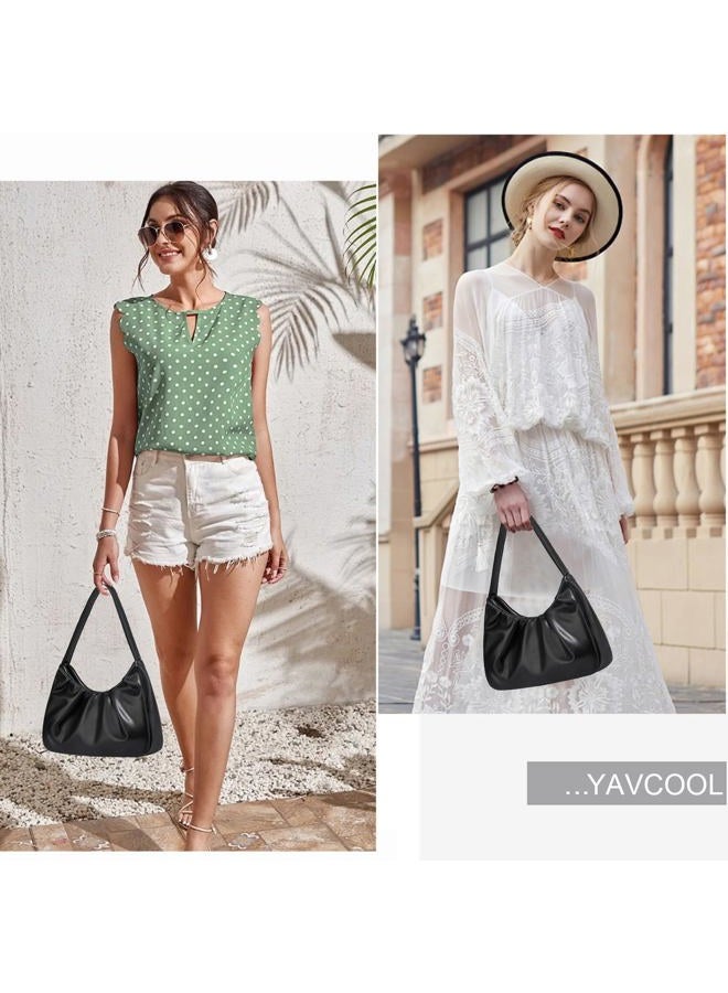YAVCOOL Small Shoulder Bags for Women Retro Classic Hobo Bag Shoulder Purse Handbag Trendy Underarm Purse - Image 2
