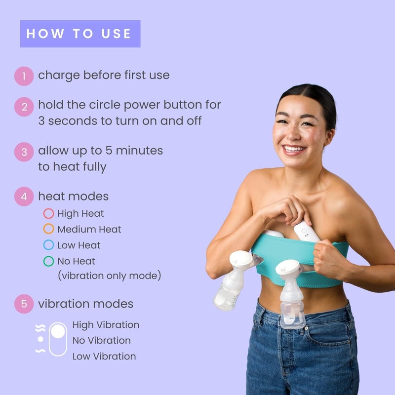 Lavie لافي 2 في 1 مدلك دافئ للرضاعة، عبوة 2، حرارة واهتزاز، أساسي للضخ والرضاعة، لانسداد القنوات، تحسين تدفق الحليب، التهاب الثدي - Image 3