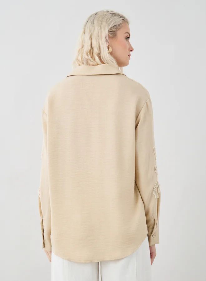 Take Two Take Two Embroidered Spread Collar Oversized Shirt