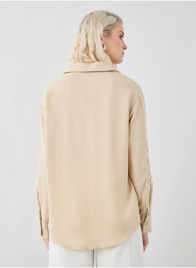 Take Two Take Two Embroidered Spread Collar Oversized Shirt  - Image 5