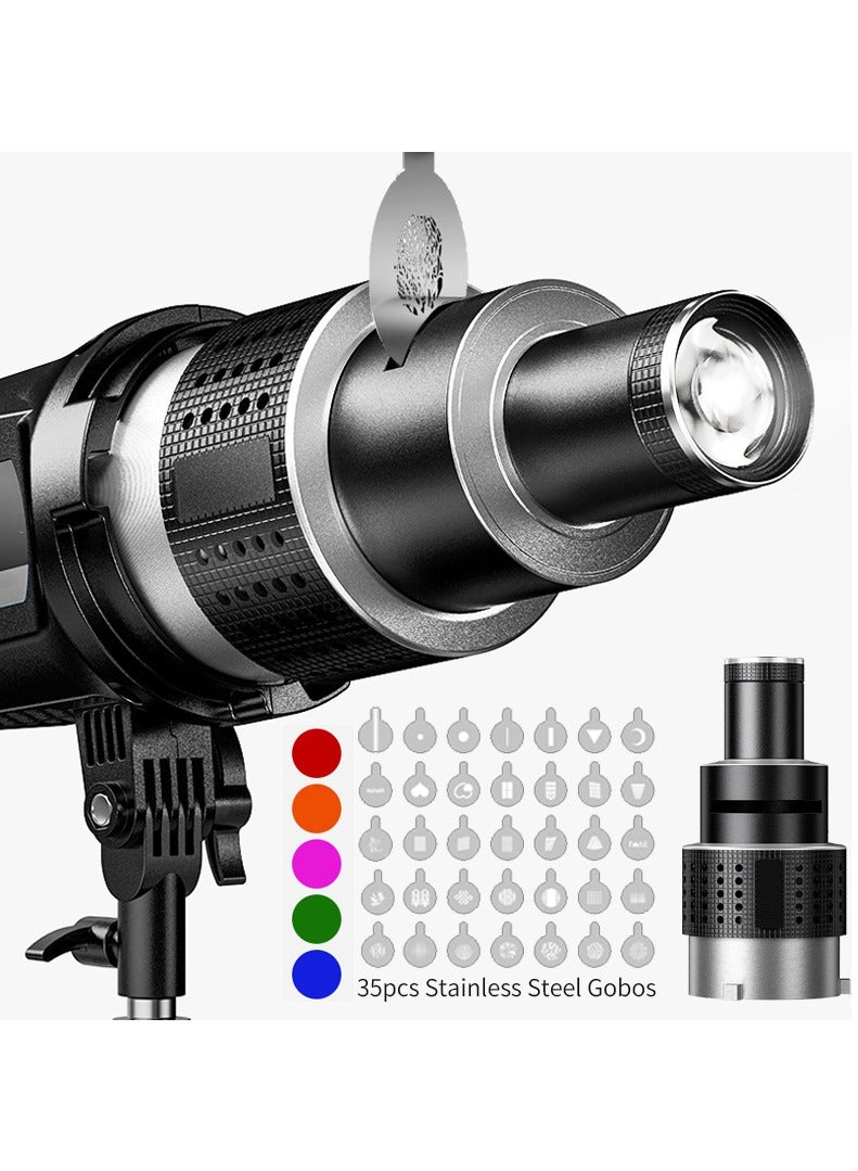اليشمك عدسة مخروطية من فلاش سنوت، مجموعة إضاءة استوديو تصوير على شكل فنان فيديو، مع عدسة كشاف ضوئي 35 Gobos - Image 1