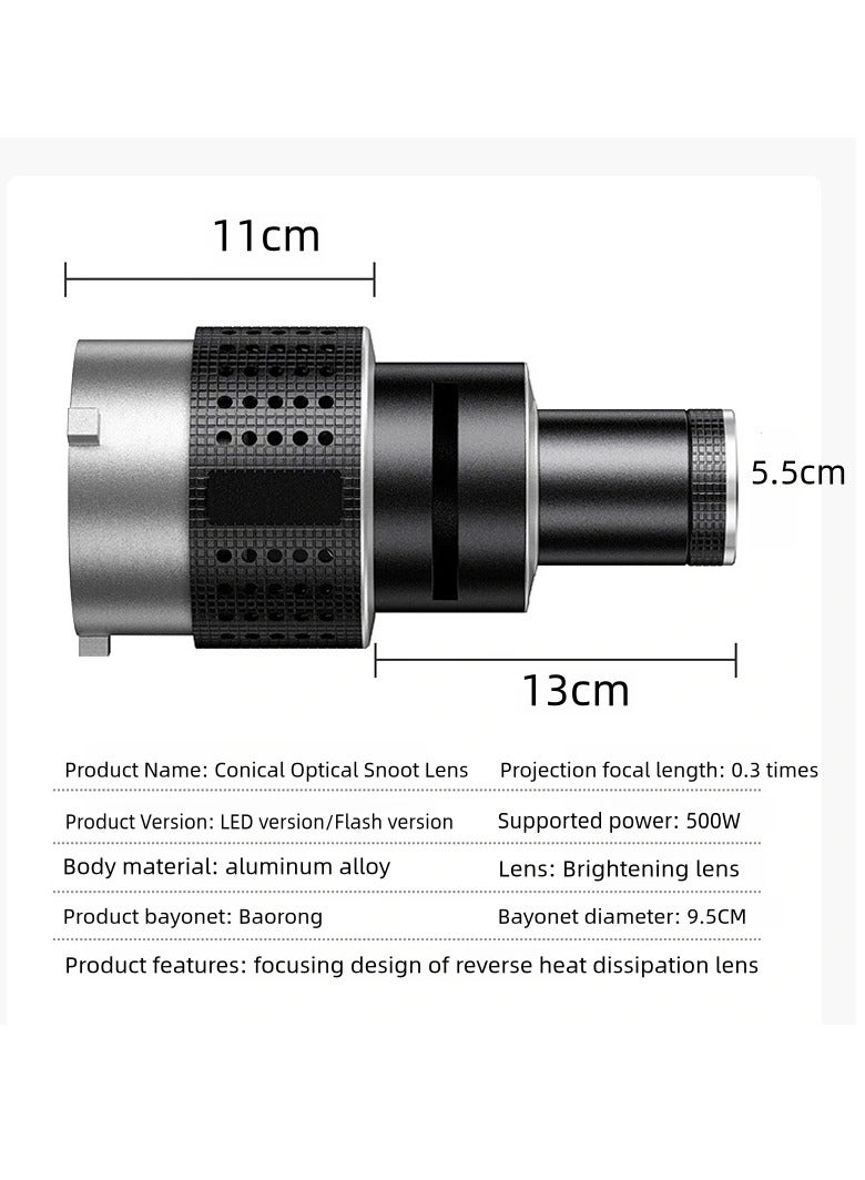 اليشمك عدسة مخروطية من فلاش سنوت، مجموعة إضاءة استوديو تصوير على شكل فنان فيديو، مع عدسة كشاف ضوئي 35 Gobos - Image 5