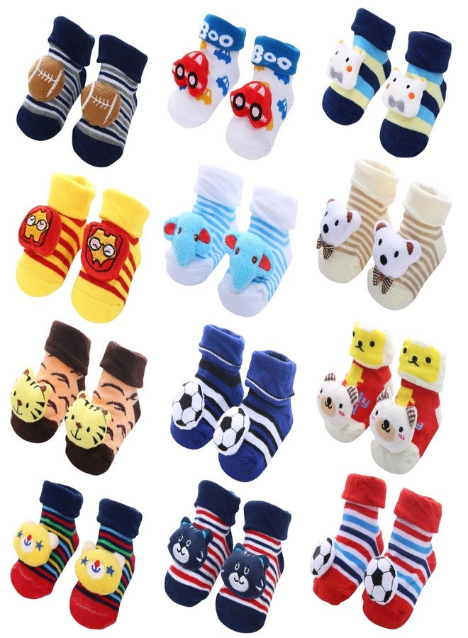 Kidbee Baby Colourful Cartoon Anti Slip/Anti Skid/Dotted Gripe Socks Ankle length (0-12 Months) (Boys Color, 4) - Image 3