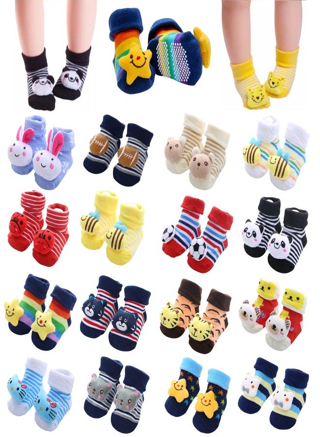 Kidbee Baby Colourful Cartoon Anti Slip/Anti Skid/Dotted Gripe Socks Ankle length (0-12 Months) (Boys Color, 4) - Image 1