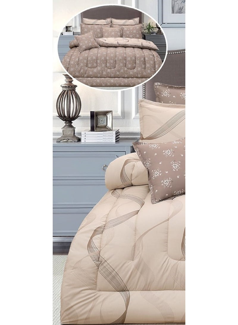 لوفيرا طقم مفرش نفرين ملكي لحاف قماش متين وناعم ونقشة عصرية 8 قطع مقاس 240*260 سم - Image 2