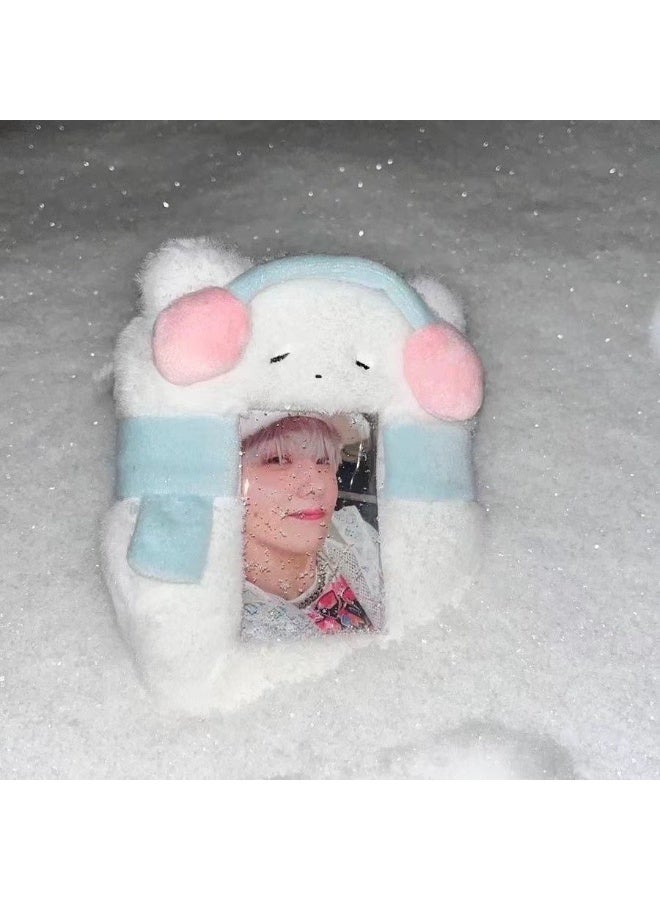 NIBEMINENT 1 - Piece Cute Plush Puppy Kpop Photo Card Holder Pendant Key Chain ID Badge Holder ID Card Holder Photo Card Protector for School ID Office ID Access Card for Women Girls