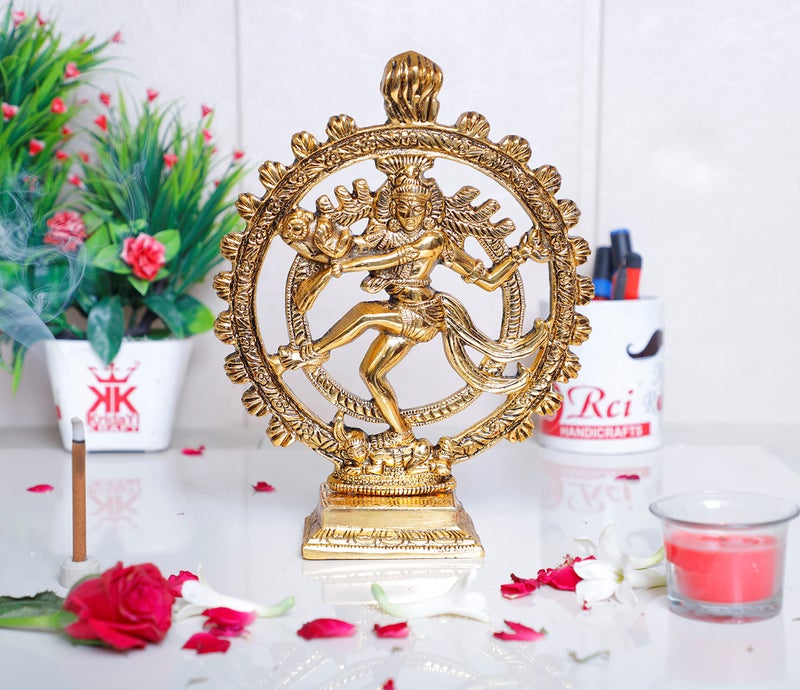 KridayKraft Metal Shiva Idol Natraj Statue for Home Decor,Gold Plated Dancing Shiva Natraja/Natrajan (Mahakal Murti) Showpiece Figurine Murti Deccoration & Gifts Article... - Image 1