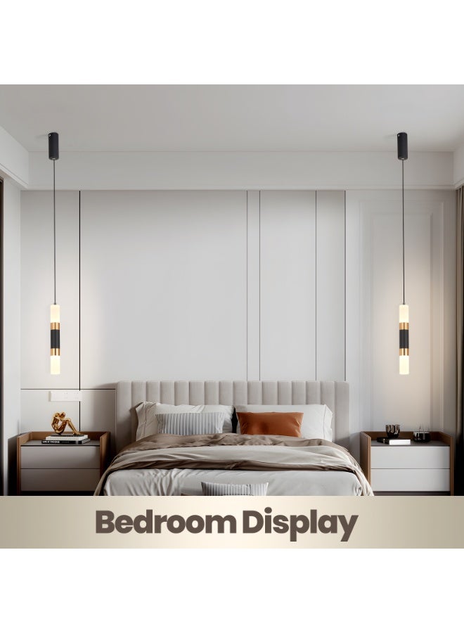 YATAI LIGHTING LED Pendant Lamp - Modern Adjustable Height Dimmable Cylinder Lamp for Dining, Living, Bedroom, Kitchen Island & Office - Black, 3000K-6000K, 8W, Three Color Dimming - Image 5