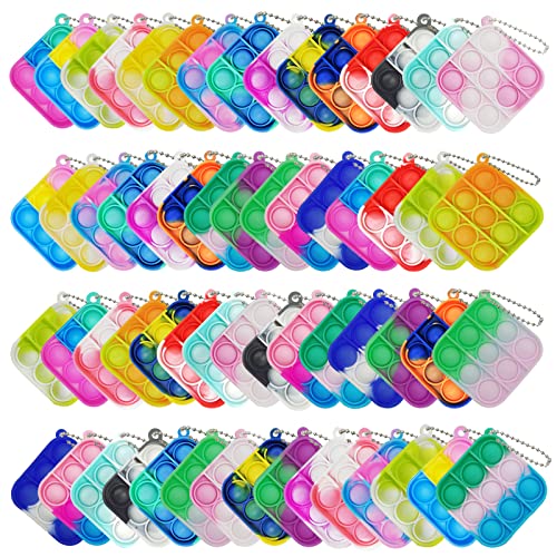 Clanam 60 Pcs Mini Pop Bubble Fidget Toys for Party Favors Small Silicone Pop Keychain Bulk for Classroom PrizesGoodie Bag Stuffers Christmas Valentine Gifts for Kid Student - Image 1