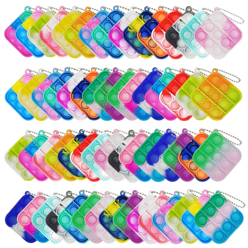 Clanam 60 Pcs Mini Pop Bubble Fidget Toys for Party Favors Small Silicone Pop Keychain Bulk for Classroom PrizesGoodie Bag Stuffers Christmas Valentine Gifts for Kid Student - Image 2