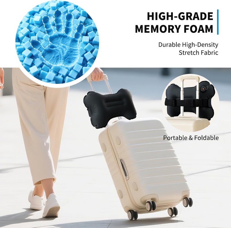 Mixtrend Travel Lumbar Pillow – Inflatable Memory Foam Back Support Pillow for Airplane, Car, Office, Long Flight, Ergonomic Travel Cushion for Lower Back Pain Relief – for Men, Women, Kids, Black - Image 3