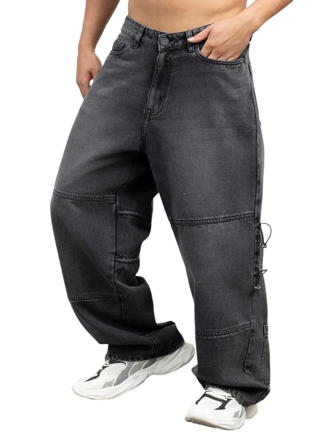 هوبرهولمي Men Black Jeans - Baggy Loose Fit for Ultimate Comfort