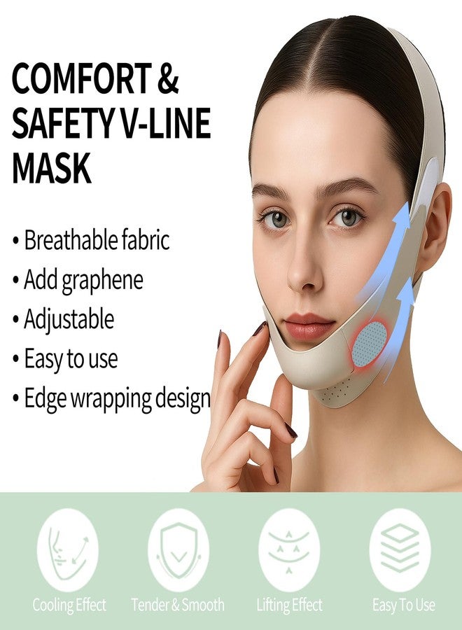 Labhairs Graphene V-Line Lifting Chin Strap – Reusable Face Mask for Double Chin, Jawline Shaper & Chin Up Patch – V-Shaped Belt for Sleeping & Sagging Face – Face Slimming Support, Green - Image 2