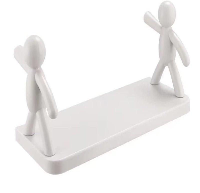 Winberg Decorative Wall Mounted Bathroom Shelf, White Plastic, Modern Human Figure Design WHLD