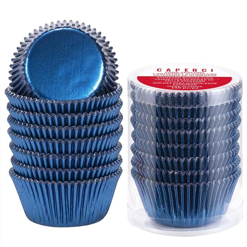 Caperci Navy Blue Foil Cupcake Liners Muffin Paper Standard Size Baking Cups 150Pack