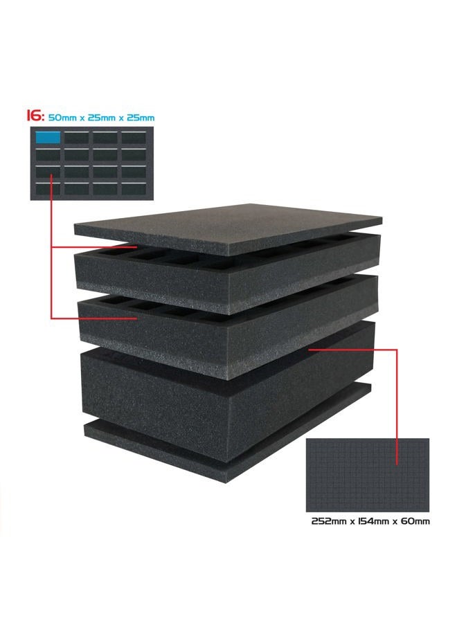 ENHANCE حقيبة مصغرة للشخصيات - حقيبة تخزين وحمل مدمجة لشخصيات DnD مع حزام كتف، 3 صواني رغوية (2 صينية مقطوعة مسبقًا وصينية قابلة للتخصيص) - تناسب الشخصيات القياسية من 20 مم إلى 25 مم - Image 2