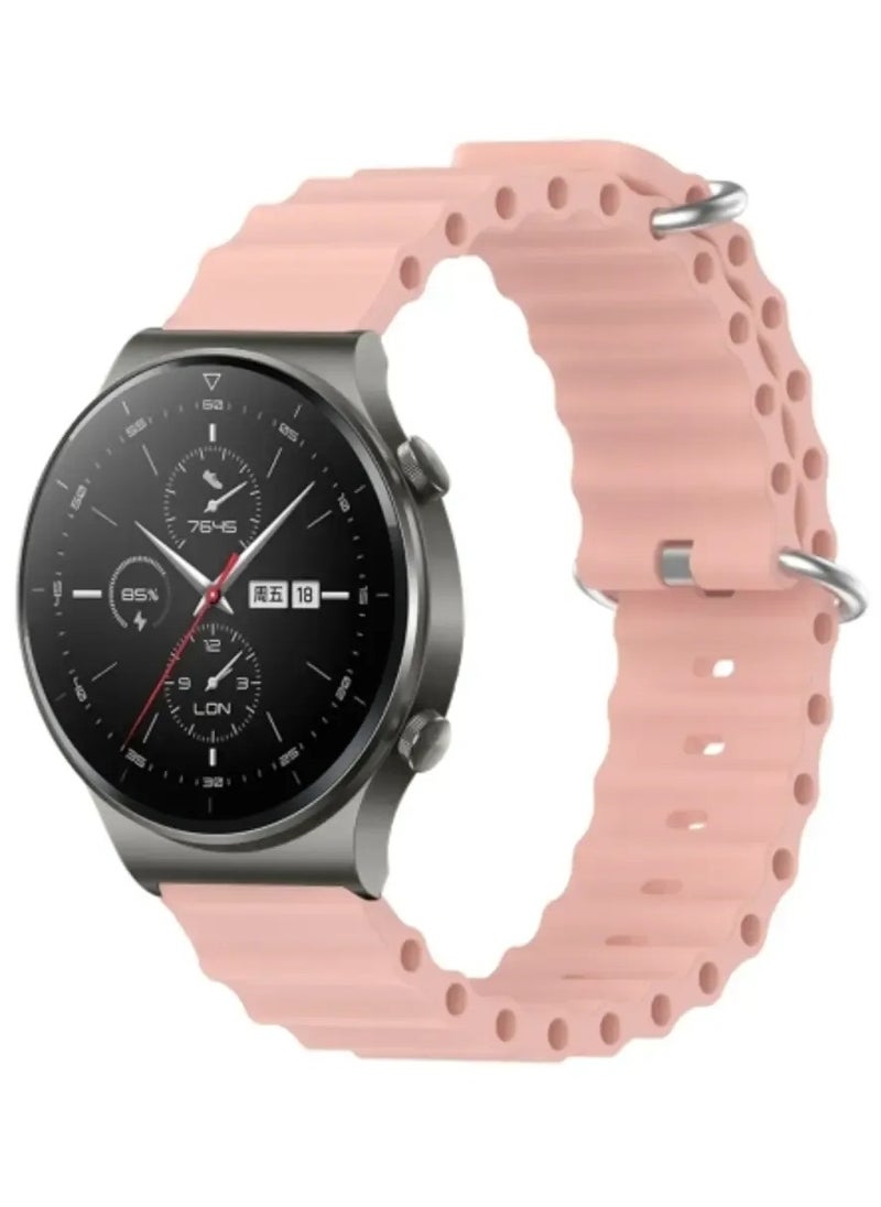 Generic Ocean Band Compatible with Samsung Gear S3 Frontier/Classic, 22mm Adjustable Soft Silicone Sport Loop Strap for Women & Men (Pink)  - Image 1