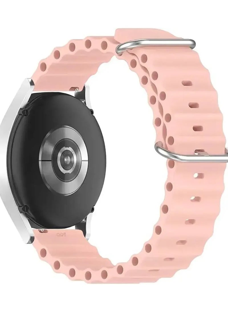 Generic Ocean Band Compatible with Samsung Gear S3 Frontier/Classic, 22mm Adjustable Soft Silicone Sport Loop Strap for Women & Men (Pink)  - Image 2