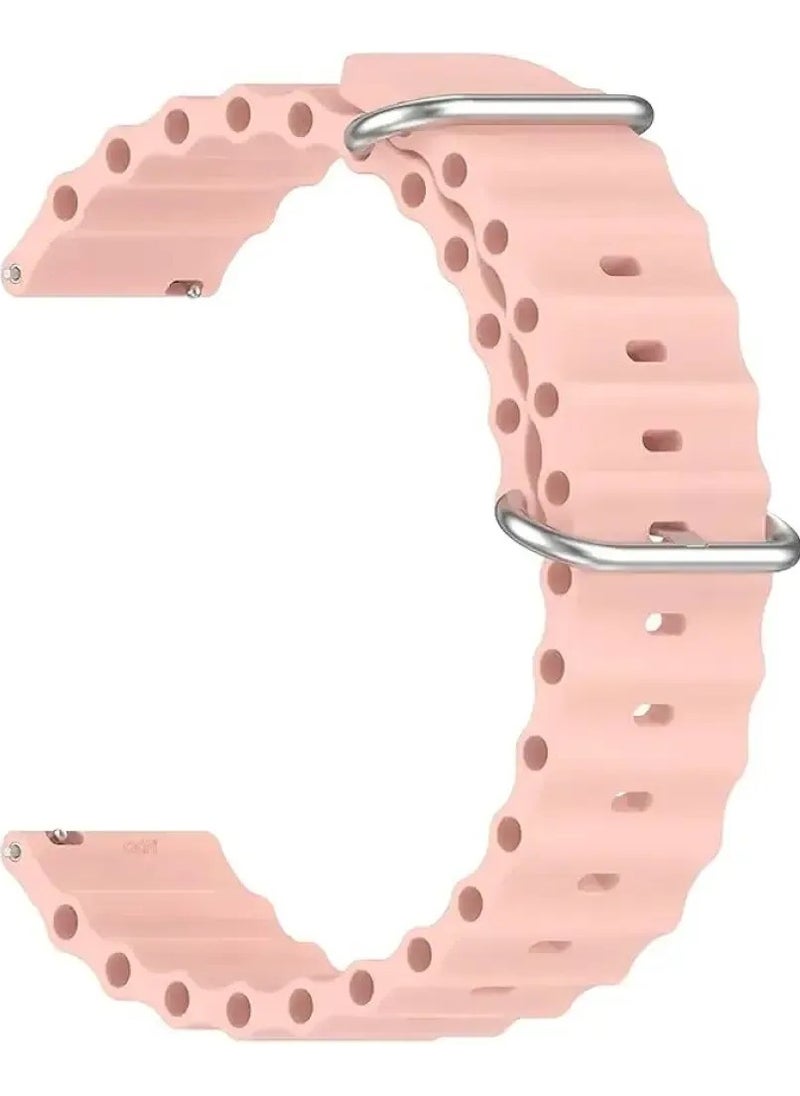 Generic Ocean Band Compatible with Samsung Gear S3 Frontier/Classic, 22mm Adjustable Soft Silicone Sport Loop Strap for Women & Men (Pink)  - Image 4