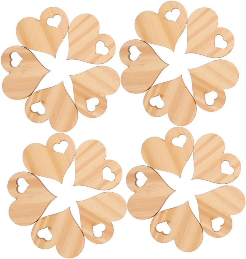 Healifty 100Pcs Heart Shape Wood Slices DIY Decor Wooden Heart Cutouts for Valentine's Day Wedding Craft Handmade Decorations Wooden Embellishments - Image 1