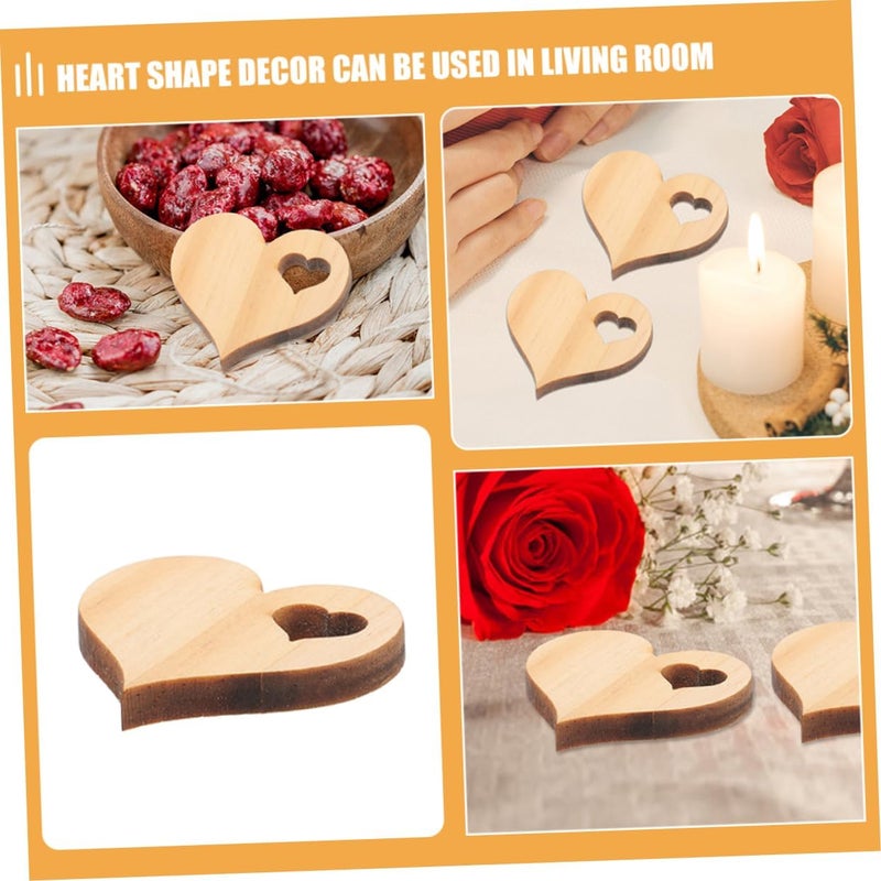 Healifty 100Pcs Heart Shape Wood Slices DIY Decor Wooden Heart Cutouts for Valentine's Day Wedding Craft Handmade Decorations Wooden Embellishments - Image 5
