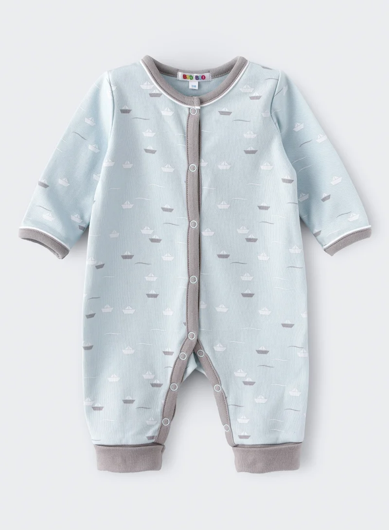 Boo Boo BooBoo Kids   3 Pcs Set - Sleepsuit O/F, Cap & Bib     100% Cotton
