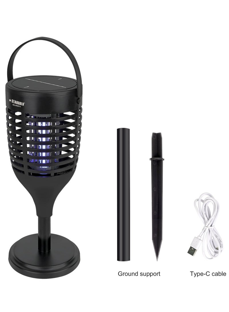 ستارجولد قاتل الحشرات بالأشعة فوق البنفسجية، قاتل البعوض، 7 واط، غير سام مع لوحة شمسية للمطعم، المكتب، المطبخ، غرفة النوم - أسود - Image 1