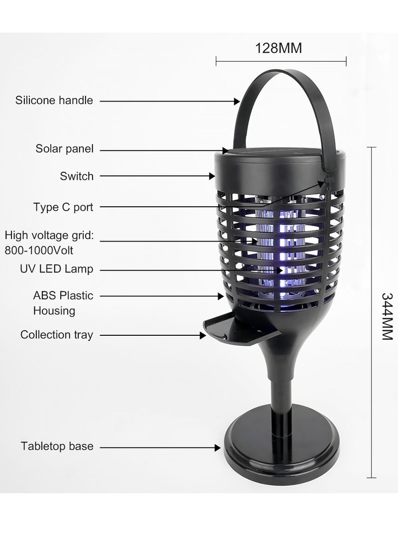 ستارجولد قاتل الحشرات بالأشعة فوق البنفسجية، قاتل البعوض، 7 واط، غير سام مع لوحة شمسية للمطعم، المكتب، المطبخ، غرفة النوم - أسود - Image 2