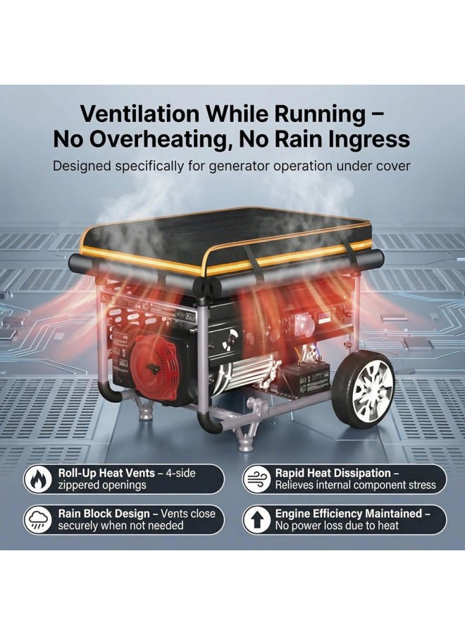 JIAHOO Generator Covers While Running, 28"L x 20"W x 20"H Heavy Duty Waterproof Generator Covers for Outside, Compatible with 3000W-5000W Generator, Clear Windows to See Gauges, Black - Image 5