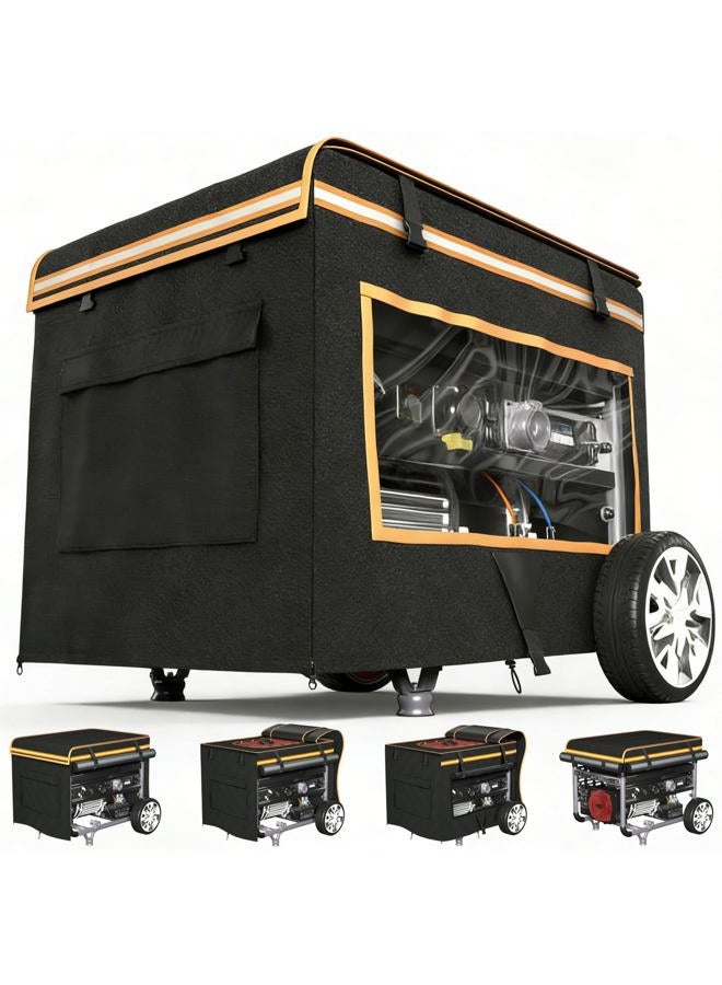 JIAHOO Generator Covers While Running, 28"L x 20"W x 20"H Heavy Duty Waterproof Generator Covers for Outside, Compatible with 3000W-5000W Generator, Clear Windows to See Gauges, Black - Image 1