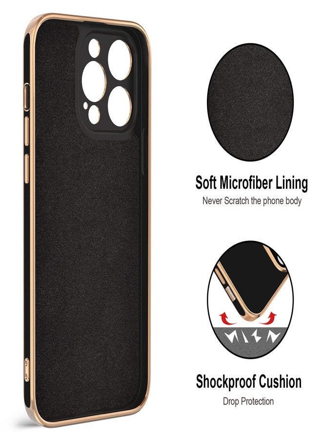 Hython Case for iPhone 14 Pro Case with Ring Stand [360° Rotating Ring Holder Magnetic Stand] [Support Car Mount] Gold-Plated Edge Soft TPU Luxury Shockproof Protective Mobile Phone Case Cover - Image 3