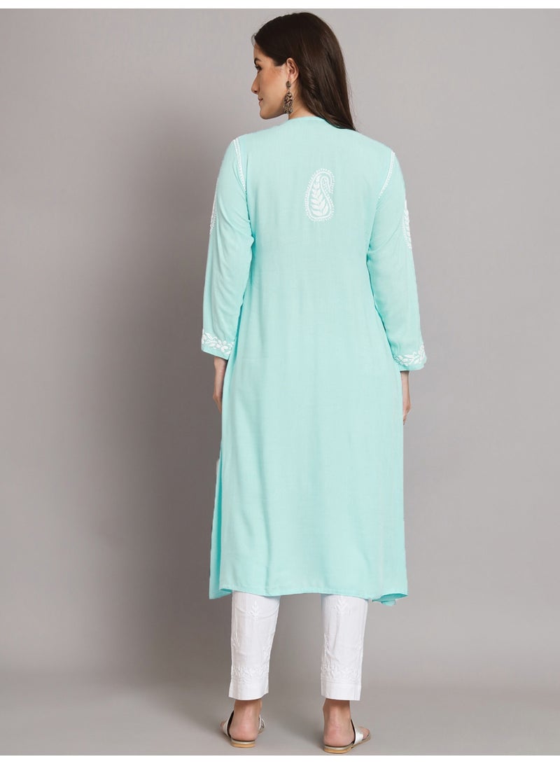 Alaya Women Hand Embroidered Chikankari Cotton Kurta-AL3549 - Image 5