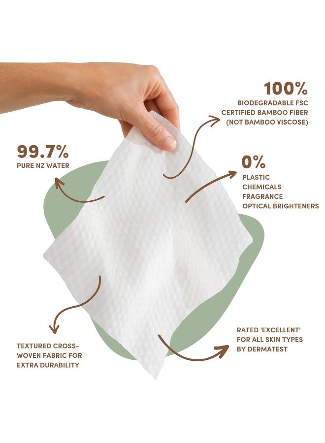 Terra Bamboo Water Baby Wipes: 99.7% Pure New Zealand Water, 100% Biodegradable Bamboo Fiber, 0% Plastic, Unscented Baby Wipes for Sensitive Skin, 12 Packs of 70 Wipes - Image 4