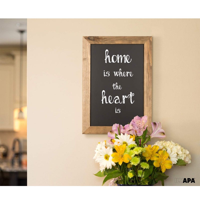 Ilyapa Rustic Wooden Magnetic Kitchen Chalkboard Sign - 12x16 Inch Brown Framed Wall Hanging Chalk Board for Farmhouse Decor, Wedding, Restaurant Menu - Image 4