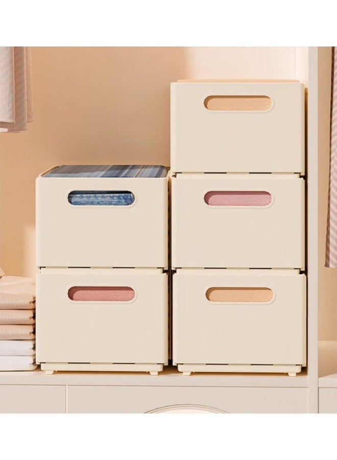 HOMESTAR Adjustable Wardrobe Storage Boxes, Plastic Organizer Bins With Extendable Design, Clothing Drawer Divider For Pants Sweaters T-Shirts Underwear Socks, Perfect Tool For Layering Clothes,Plastic Boxes, Storage Baskets, Beige, 28*20*15cm - Image 5